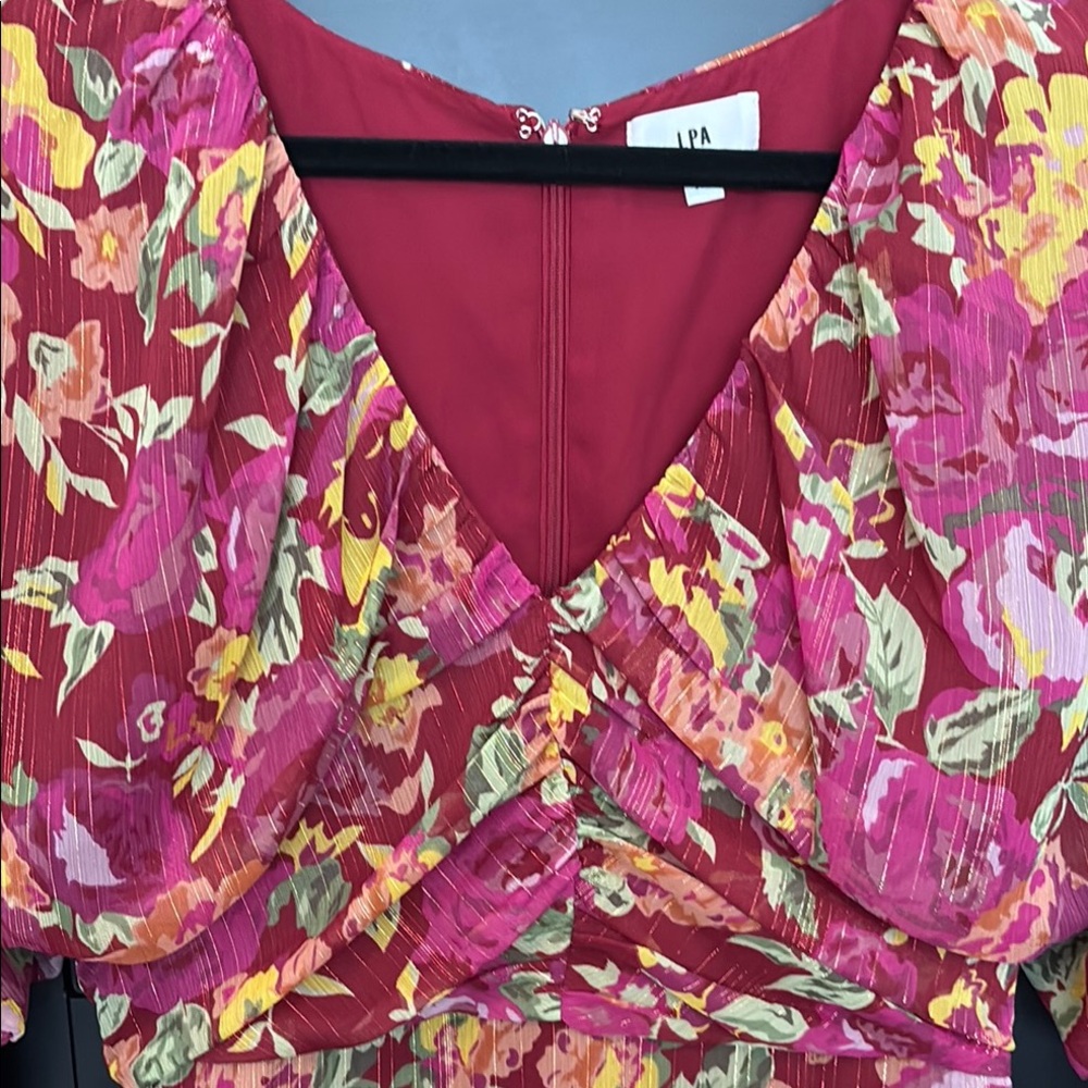 Revolve LPA CASSIA Floral Dress in Pink and Red